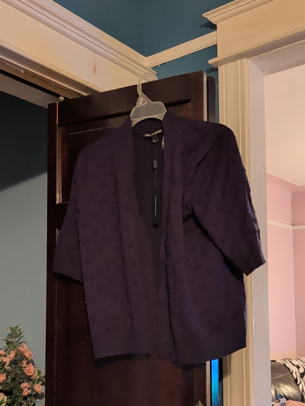 Women’s Navy Blue Open-Front Sweater
